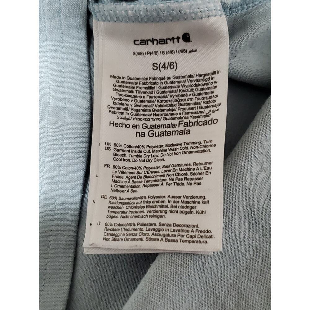 Carhartt Youth Long Sleeve Logo Shirt Blue Loose Fit Kids Size S 4/6 - Picture 8 of 11